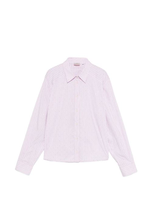 Camicia donna Emme Marella rosa rigata in popeline stretch con strass EMME Marella | LIUTI001